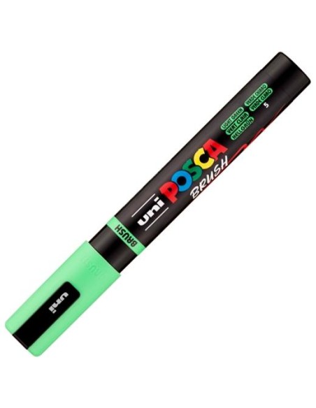 POSCA MARCADOR PC-5BR BRUSH PUNTA M SEMIFLEXIBLE VERDE CLARO
