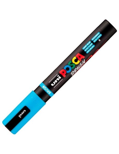 POSCA MARCADOR PC-5BR BRUSH PUNTA M SEMIFLEXIBLE AZUL CLARO