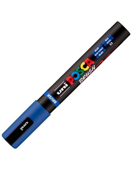 POSCA MARCADOR PC-5BR BRUSH PUNTA M SEMIFLEXIBLE AZUL