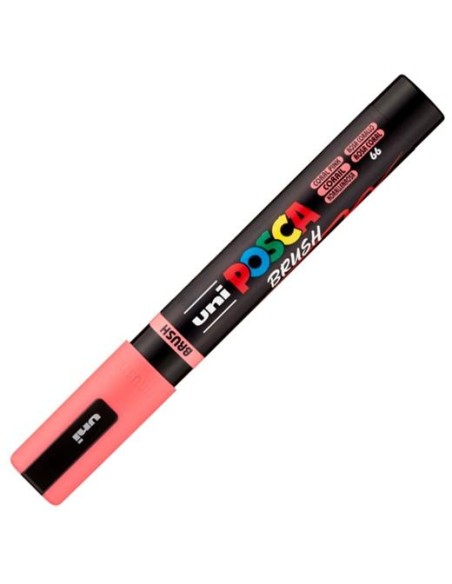 POSCA MARCADOR PC-5BR BRUSH PUNTA M SEMIFLEXIBLE ROSA CORAL