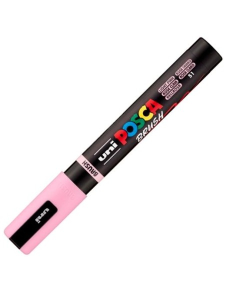 POSCA MARCADOR PC-5BR BRUSH PUNTA M SEMIFLEXIBLE ROSA CLARO