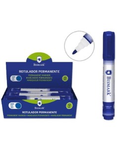 BISMARK ROTULADOR PERMANENTE PUNTA CÓNICA 1,5MM AZUL - Pack de 12 unidades
