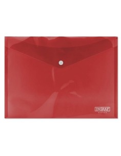 INGRAF SOBRE PORTADOCUMENTOS CON BROCHE A4 ROJO - Pack de 10 unidades