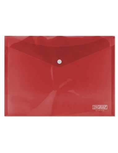 INGRAF SOBRE PORTADOCUMENTOS CON BROCHE A4 ROJO - Pack de 10 unidades