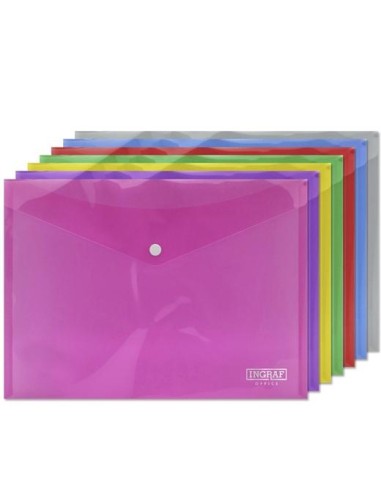 INGRAF SOBRE PORTADOCUMENTOS CON BROCHE A4 COLORES SURTIDOS - Pack de 10 unidades