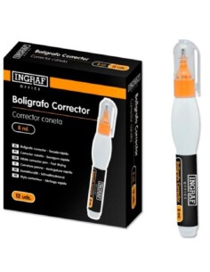 INGRAF BOLÍGRAFO CORRECTOR OFFICE 8ML. 870 - Pack de 12 unidades
