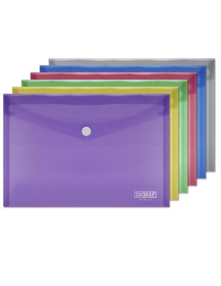 INGRAF SOBRE PORTADOCUMENTOS CON BROCHE A5 COLORES SURTIDOS - Pack de 10 unidades