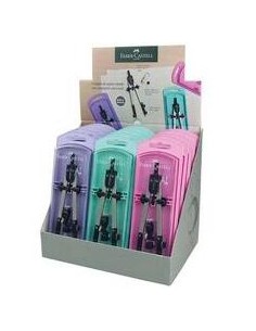 FABER CASTELL COMPÁS ARTICULADO DE AJUSTE RÁPIDO Y ADAPTADOR UNIVERSAL 17MCM C/RECAMBIO EN EXPOSITOR - Pack de 15 unidades