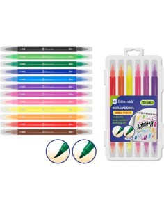 BISMARK SET 12 ROTULADORES LETTERING DOBLE PUNTA MEDIA/PINCEL C/SURTIDOS