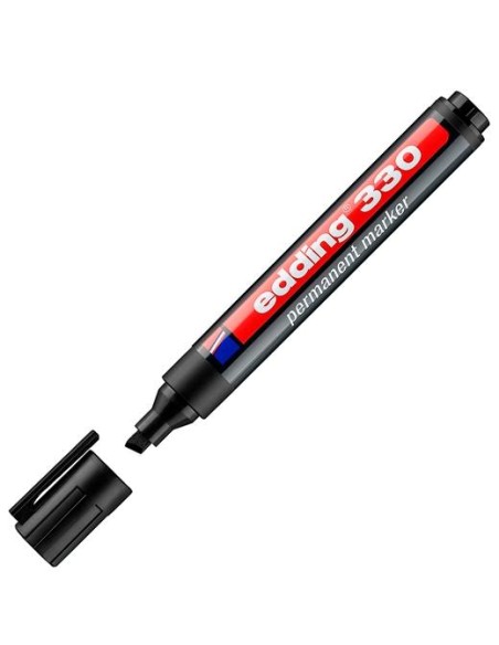 EDDING MARCADOR PERMANENTE 330 P/BISELADA NEGRO - Pack de 10 unidades