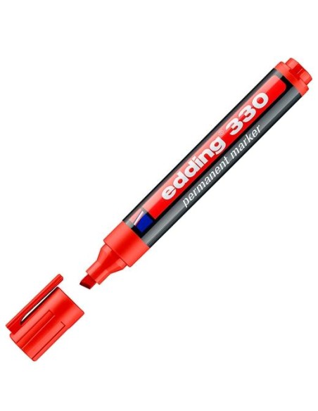 EDDING MARCADOR PERMANENTE 330 P/BISELADA ROJO - Pack de 10 unidades