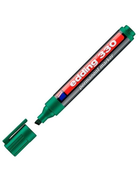 EDDING MARCADOR PERMANENTE 330 P/BISELADA VERDE - Pack de 10 unidades