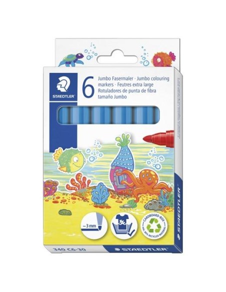 STAEDTLER ROTULADOR NORIS CLUB GRUESO AZUL CLARO ESTUCHE 6 UD
