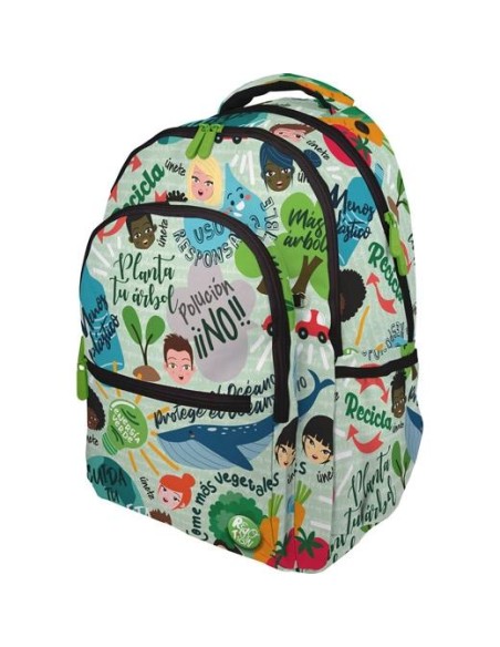 GRAFOPLÁS MOCHILA ROMMY REVOLUTION GREEN 3 COMPARTIMENTOS C/CANDADO ADAPTABLE A CARRITO