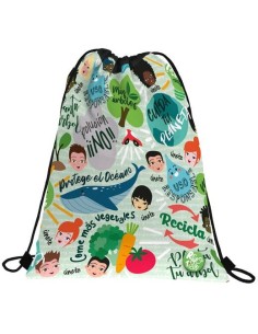 GRAFOPLÁS SACO PLANO REVOLUTION GREEN 36X47 CIERRE CORDÓN C/BOLSILLO EXTERIOR