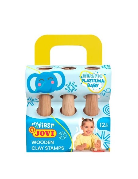 JOVI MALETÍN DE MODELAJE MY FIRST PLASTILINA BABY CON 3 SELLOS DE MADERA DIFERENTES TEXTURAS +12M - 379/3WS - 1 unidad