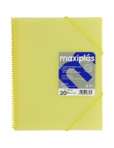 GRAFOPLÁS CARPETA CON FUNDAS MAXIPLÁS ESPIRAL A4 20 FUNDAS C/SOBRE PP RÍGIDO TRANSLÚCIDO AMARILLO SOFT