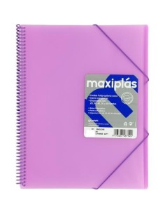 GRAFOPLÁS CARPETA CON FUNDAS MAXIPLÁS ESPIRAL A4 30 FUNDAS C/SOBRE PP RÍGIDO TRANSLÚCIDO LAVANDA SOFT
