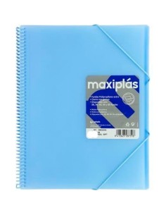 GRAFOPLÁS CARPETA CON FUNDAS MAXIPLÁS ESPIRAL A4 40 FUNDAS C/SOBRE PP RÍGIDO TRANSLÚCIDO AZUL SOFT