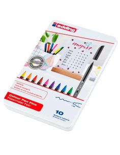 EDDING ROTULADOR 1200 PUNTA FINA COLORES SURTIDOS ESTUCHE METÁLICO 10 UD