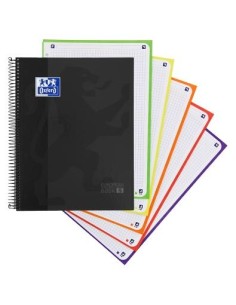 CUADERNO EUROPEANBOOK 5 SCHOOL CLASSIC A4+ T.EXTRADURA 120H 5X5 COLOR NEGRO OXFORD - Pack de 5 Unidades - 400158600