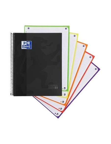CUADERNO EUROPEANBOOK 5 SCHOOL CLASSIC A4+ T.EXTRADURA 120H 5X5 COLOR NEGRO OXFORD - Pack de 5 Unidades - 400158600