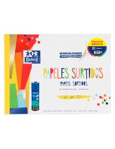 OXFORD PACK BLOC PAPELES SURTIDOS MANUALIDADES + PEGAMENTO PELIFIX 20G