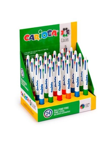 CARIOCA BOLÍGRAFO MAXI 4 COLORES RETRÁCTIL - EXPOSITOR DE 24