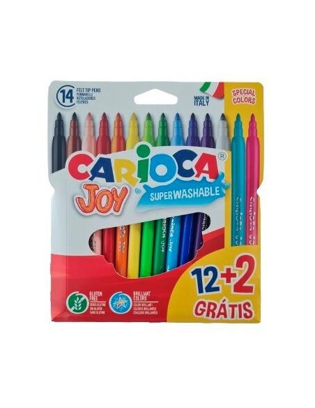 CARIOCA ROTULADORES JOY SUPER LAVABLES ESTUCHE 12+2 GRATIS C/SURTIDOS