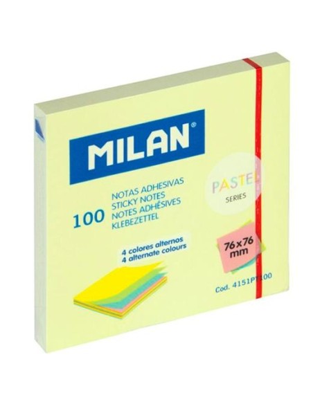 MILAN BLOC NOTAS ADHESIVAS 100 HOJAS 76X76MM SERIE PASTEL C/SURTIDOS