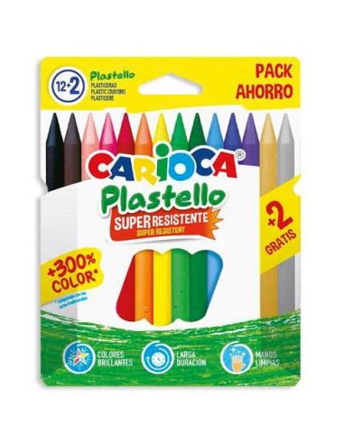 CAJA 12+2 PLASTICERA COLORES SURTIDOS PLASTELLO CARIOCA 42714