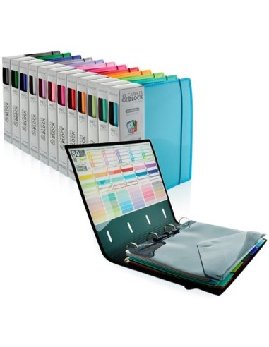 OFFICE BOX CARPETA & BLOCK COLORLINE ANILLAS D 4X32MM A4+ 100H 5X5 CIERRE C/GOMA TAPA PP COLORES SURTIDOS - Pack de 12 unidades