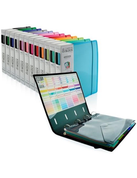 OFFICE BOX CARPETA & BLOCK COLORLINE ANILLAS D 4X32MM A4+ 100H 5X5 CIERRE C/GOMA TAPA PP COLORES SURTIDOS - Pack de 12 unidades