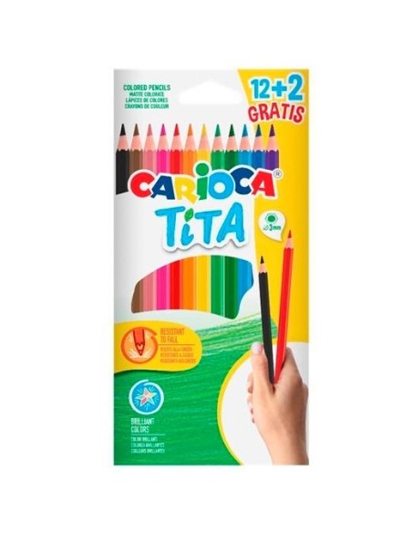 CARIOCA LÁPICES DE COLORES TITA ESTUCHE 12+2 UD GRATIS SURTIDOS