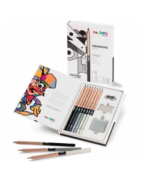 CARIOCA PLUS DRAWING SET DE DIBUJO CON 8 LÁPICES DE GRAFITO SURTIDOS + ACCESORIOS