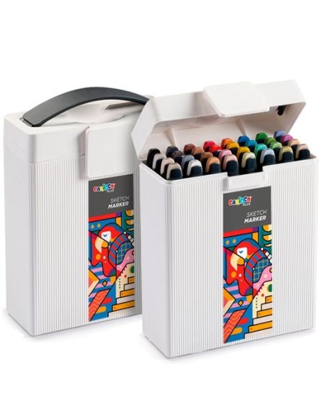 CARIOCA PLUS SKETCH MARKER DOBLE PUNTA CINCEL/PINCEL COLORES SURTIDOS CAJA PREMIUM 32 UD