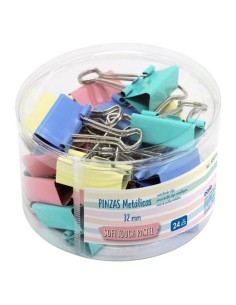 DOHE PINZAS METÁLICAS 32MM BOTE EXPOSITOR 24 C/SURTIDOS PASTEL