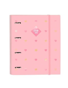 SAFTA CARPETA DE ANILLAS 4X35MM C/RECAMBIO 100H A4 T/DURAS CIERRE C/GOMA GLOWLAB HEARTS