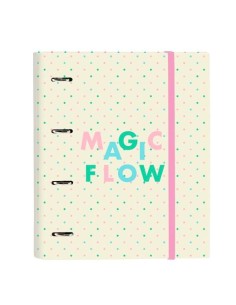 SAFTA CARPETA DE ANILLAS 4X35MM C/RECAMBIO 100H A4 T/DURAS CIERRE C/GOMA GLOWLAB MAGIC FLOW