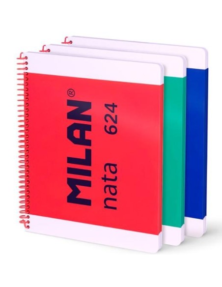 MILAN CUADERNO ESPIRAL A4 80H 95GR PAUTADO 7MM TAPA DURA COLECCIÓN NATA® 624 SINCE 1918 SURTIDO PACK 3 UD