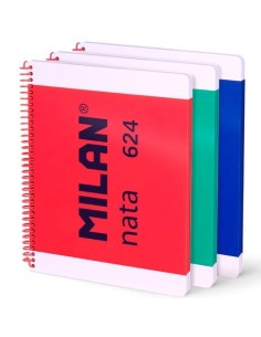 MILAN CUADERNO ESPIRAL A4 80H 95GR 5X5 TAPA DURA COLECCIÓN NATA® 624 SINCE 1918 SURTIDO PACK 3 UD