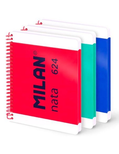 MILAN CUADERNO ESPIRAL A5 80H 95GR PAUTADO 7MM TAPA DURA COLECCIÓN NATA® 624 SINCE 1918 SURTIDO PACK 3 UD