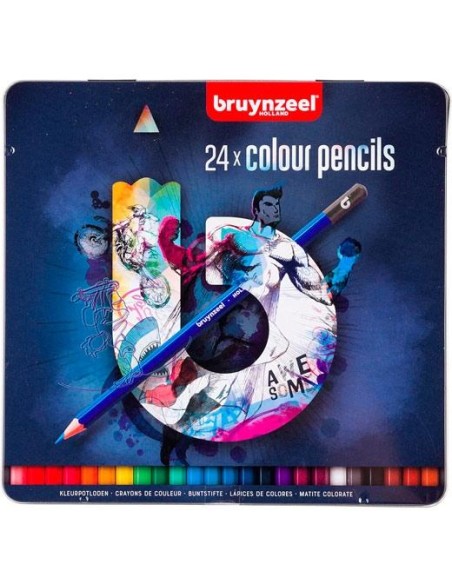 TALENS BRUYNZEEL LÁPICES DE COLORES ESTUCHE METÁLICO 24 UD SURTIDO OSCURO