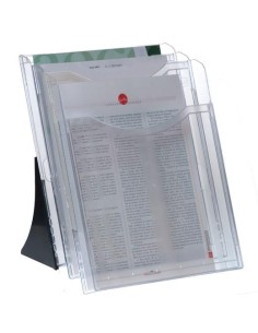 ARCHIVO 2000 EXPOSITOR SOBREMESA ARCHIPLAY 3 COMPARTIMENTOS DIN A4 VERTICAL 200X240X315 MM CRISTAL TRANSPARENTE