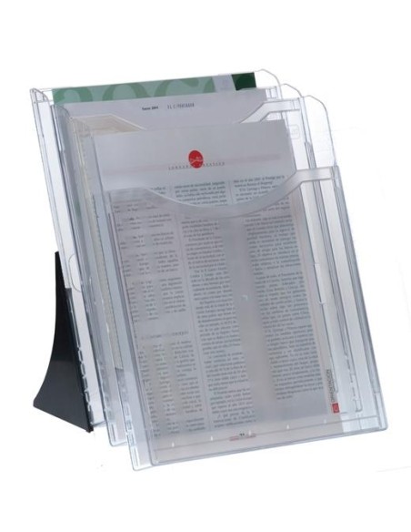 ARCHIVO 2000 EXPOSITOR SOBREMESA ARCHIPLAY 3 COMPARTIMENTOS DIN A4 VERTICAL 200X240X315 MM CRISTAL TRANSPARENTE