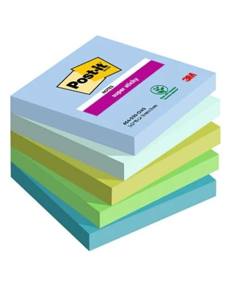 POST-IT BLOCS NOTAS SUPER STICKY 90 HOJAS COLORES LUGARES OSASIS 76X76 5 BLOCS
