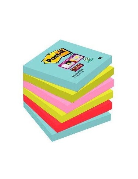 POST-IT NOTAS ADHESIVAS SUPER STICKY 4 COLORES LUGARES COSMIC 76X76 6 BLOCS