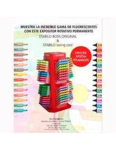 STABILO EXPOSITOR ROTATIVO PERMANENTE MARCADORES FLUORESCENTES C/SURTIDOS 120 UD BOSS ORIGINAL + 160 UD SWING COOL