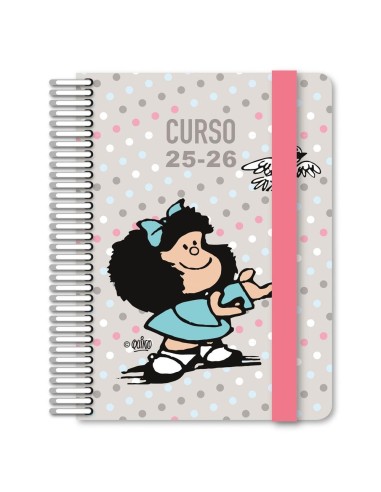GRAFOPLÁS AGENDAS ESCOLARES A6 DP Y A5 2DP ESPIRAL TAPA FORRADA SOFT SURTIDO MAFALDA EXPOSITOR 12 UD