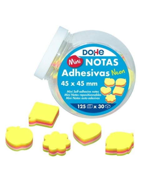DOHE BLOC DE MINI NOTAS ADHESIVAS 125H MULTICOLOR CON FORMAS EXPOSITOR 30 SURTIDO NEÓN